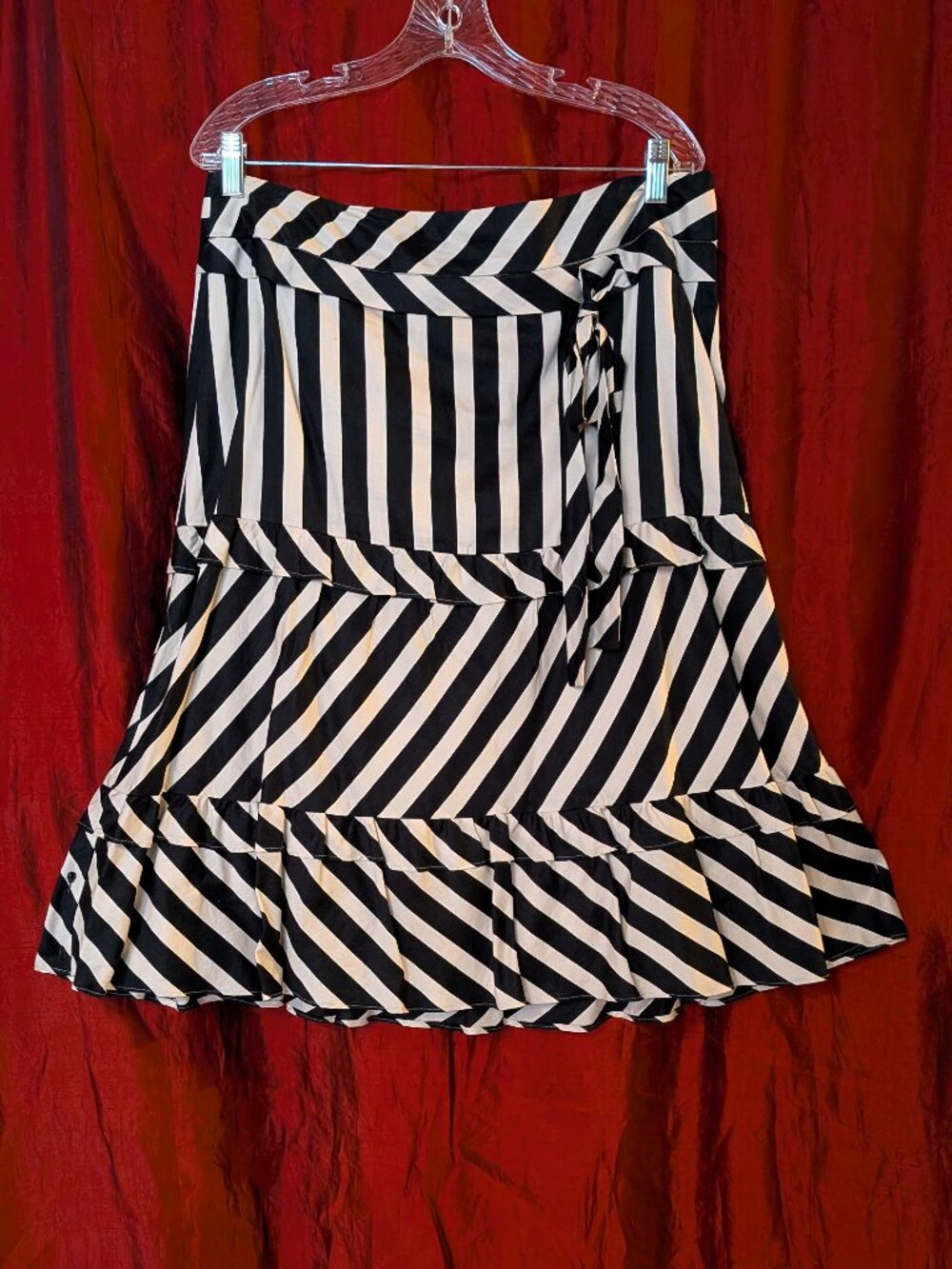 LOFT Cotton Striped Midi Skirt sz 12